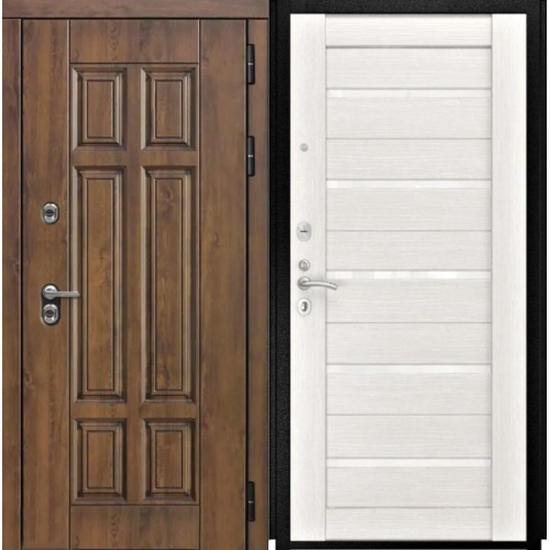 Входная дверь Luxor - Квадро - СБ-1 (лак. белое, 16мм, Беленый дуб)