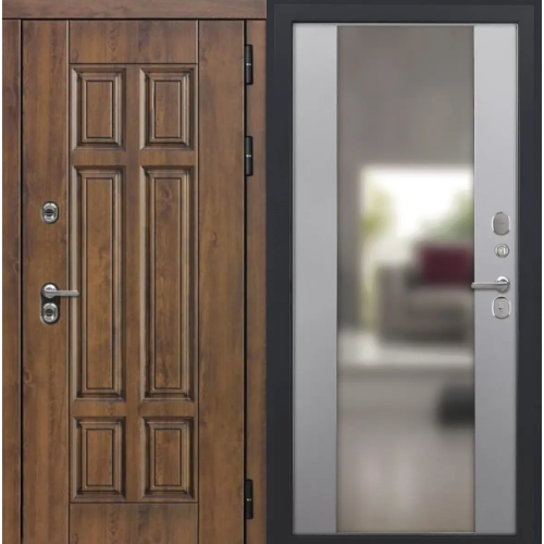 Входная дверь Luxor - Квадро - Алиса (16мм, ПВХ Софт грей, зеркало)