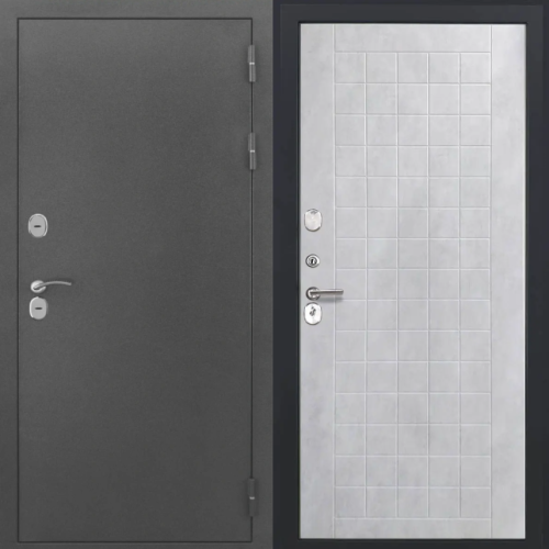 Входная дверь Luxor - Серебро - ФЛ-256 (10мм, Бетон снежный)