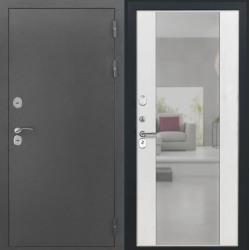 Входная дверь Luxor - Серебро - Алиса (16мм, ПВХ Ясень белый, зеркало)