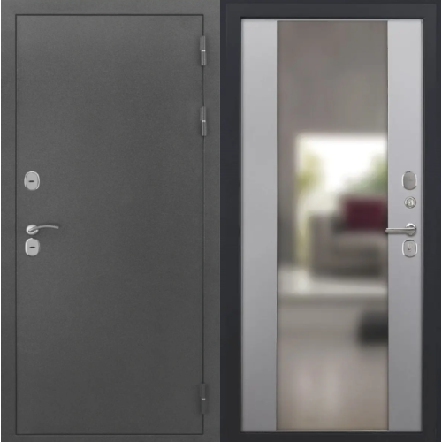 Входная дверь Luxor - Серебро - Алиса (16мм, ПВХ Софт грей, зеркало)