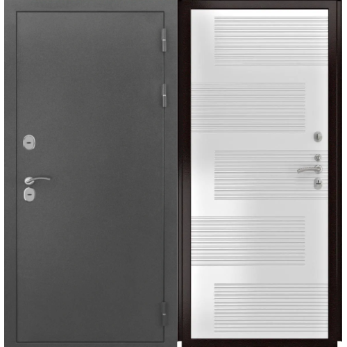 Входная дверь Luxor - Серебро - ФЛ-185 (10мм, ПВХ Ясень белый)