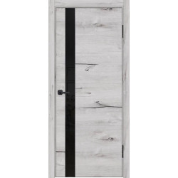 Межкомнатная дверь Лу-45 (Арктик, черное стекло)