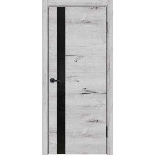 Межкомнатная дверь Лу-45 (Арктик, черное стекло)