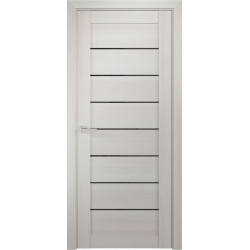 Межкомнатная дверь ЛУ-7 Белёный дуб (стекло лакобель черный)