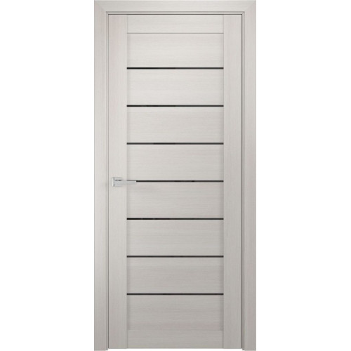 Межкомнатная дверь ЛУ-7 Белёный дуб (стекло лакобель черный)