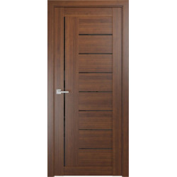 Межкомнатная дверь ЛУ-17 Орех тёмный (стекло лакобель чёрный)