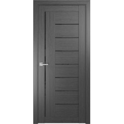 Межкомнатная дверь ЛУ-17 Серая (стекло лакобель черный)