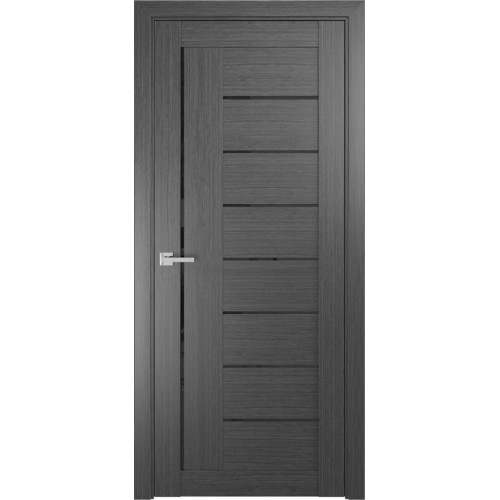 Межкомнатная дверь ЛУ-17 Серая (стекло лакобель черный)
