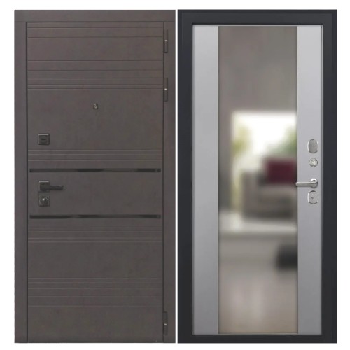 Входная дверь Luxor - 43 - Алиса (16мм, ПВХ софт грей, зеркало)