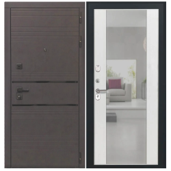 Входная дверь Luxor - 43 - Алиса (16мм, ПВХ ясень белый, зеркало)