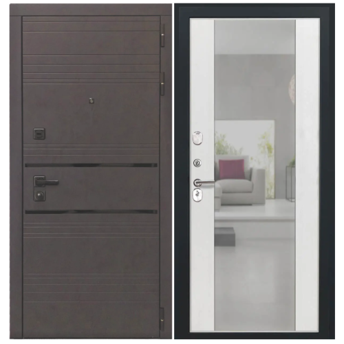 Входная дверь Luxor - 43 - Алиса (16мм, ПВХ ясень белый, зеркало)