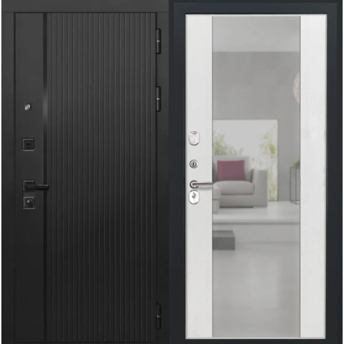 Входная дверь Luxor - 45 - Алиса (16мм, ПВХ Ясень белый, зеркало)