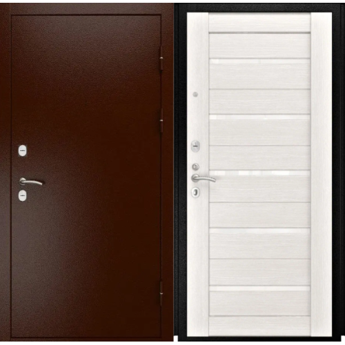 Входная дверь Luxor - медный антик - СБ-1 (лак. белое, 16мм, Беленый дуб)